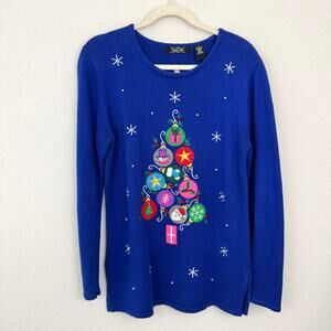 Crystal Kobe Womens Vintage Holiday Sweater Size M Christmas Beaded Embellished